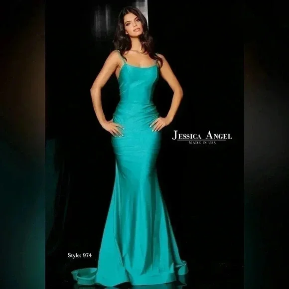 Jessica Angel 974 Formal Mermaid Gown XS | Sleeveless Jersey Evening Dress Scoop - Picture 1 of 8